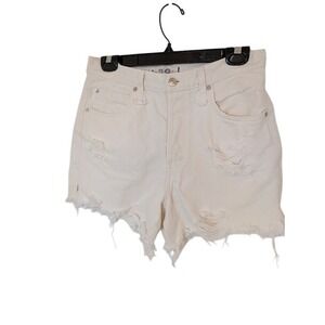 Free People White Distressed Denim Shorts Summer Style Size 28 100% Cotton‎